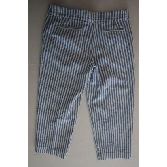 Vineyard Vines Women’s Sz 8 White/Blue Striped Linen Blend Catamaran Capris $108 - Picture 2 of 10